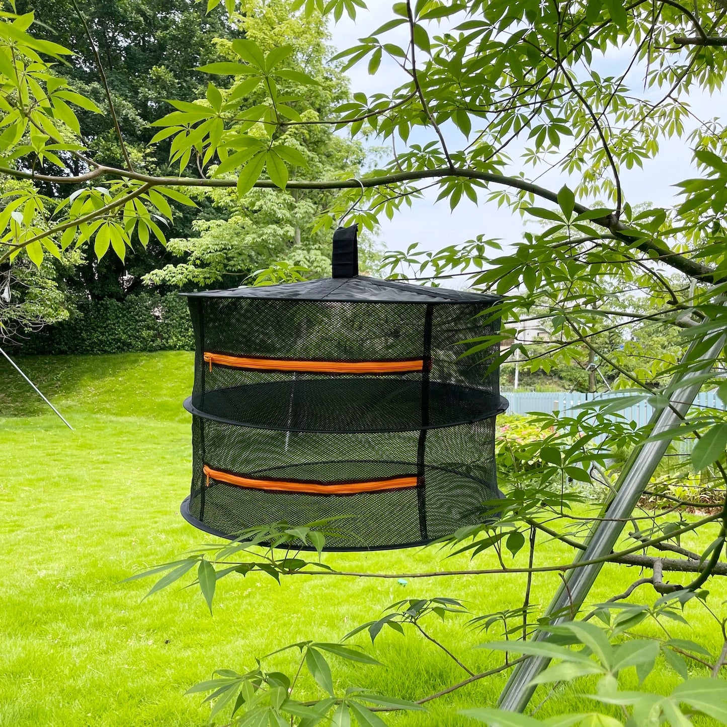 2ft Herb Drying Rack 2/4/6/8 Layer Folding Mesh Hanging Basket Dryer Net with Zippers for Seeds Flowers Buds Fit in Grow Tents