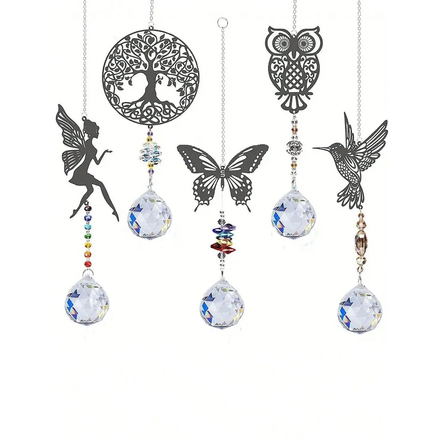 1PC Hanging window sun prism decor indoor crystal catcher rainbow maker decor owl hummingbird pendant