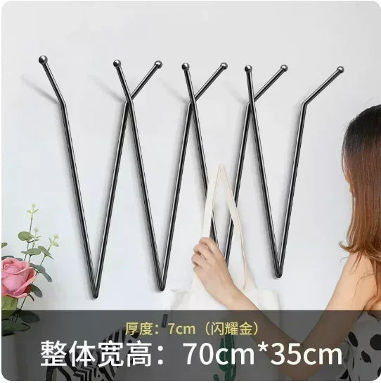 Nordic Clothes Hat Rack Creative Wall Hanging Hooks, Simple Bedroom Coat Hanger, Light Luxury Design, Bathroom Organizer