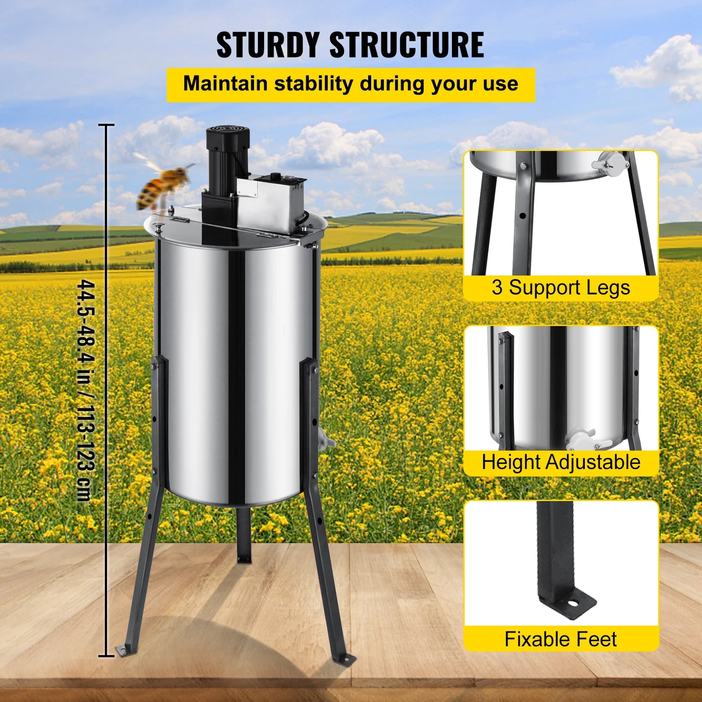 SucceBuy Honey Extractor 2 3 4 Frame Manual Electric Stainless Steel Honeycomb Spinner Crank Centrifuge Beekeeping Equipment