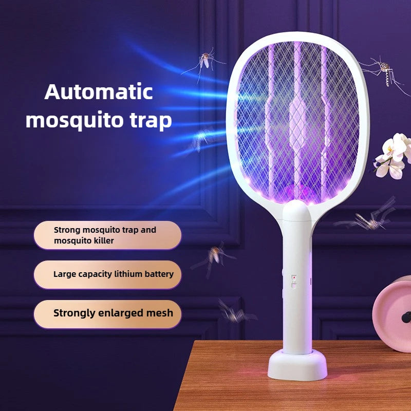 Electric Mosquito Swatter & Repellent Lamp -USB Rechargeable+Base,Refillable Sticks,2-in-1 Indoor Outdoor Insect Killer Device