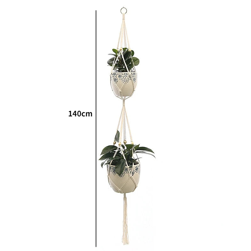 Handmade Macrame Plant Hanger Basket Flower Pot Balcony Hanging Decoration Knotted Lifting Rope Bohemian Style Home Garden Decor