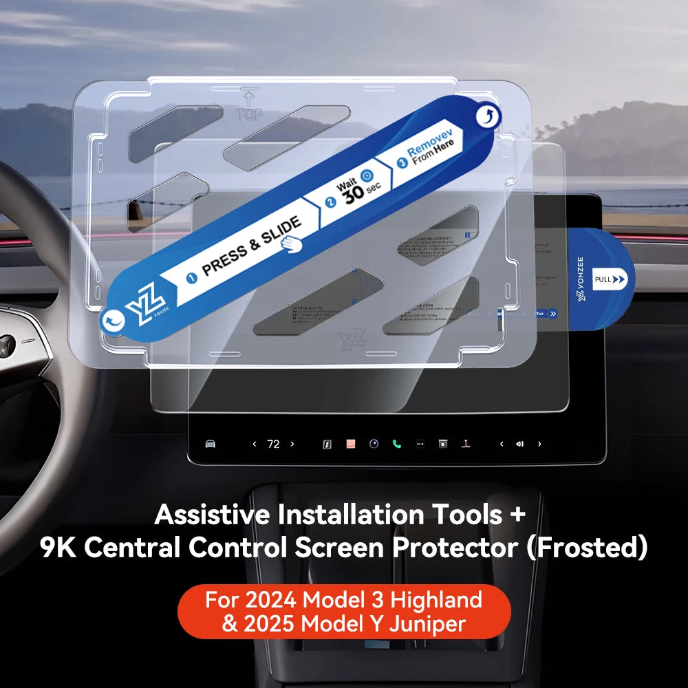 YZ Tempered Glass Film Protector For Tesla Model Y Juniper Model 3 Highland 2024 2025 Rear Row Center Control Screen Protective