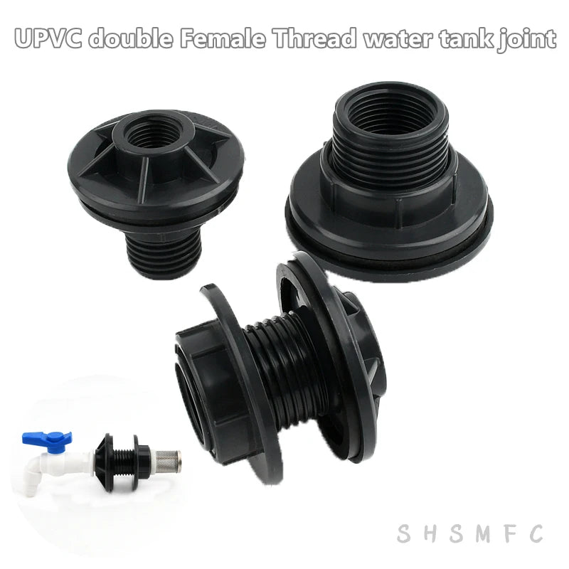 1~8PCS 1/2, 3/4, 1 Inch UPVC Double Female Thread Water Tank Joints Garden Irrigation Accessories Fish Tank Connector