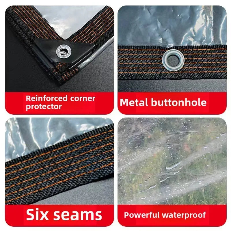 Transparent Multifunctional Rainproof Cloth PE Waterproof Tarpaulin Balcony Rain Protection Outdoor Windproof Plastic Cloth