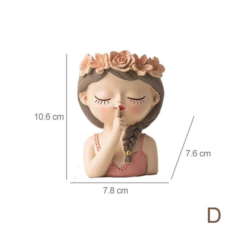 Cute Girl Flower Pot for Succulents, Decorative Planters Girls Portrait Garden Pots for Home Decor Desktop Ornament