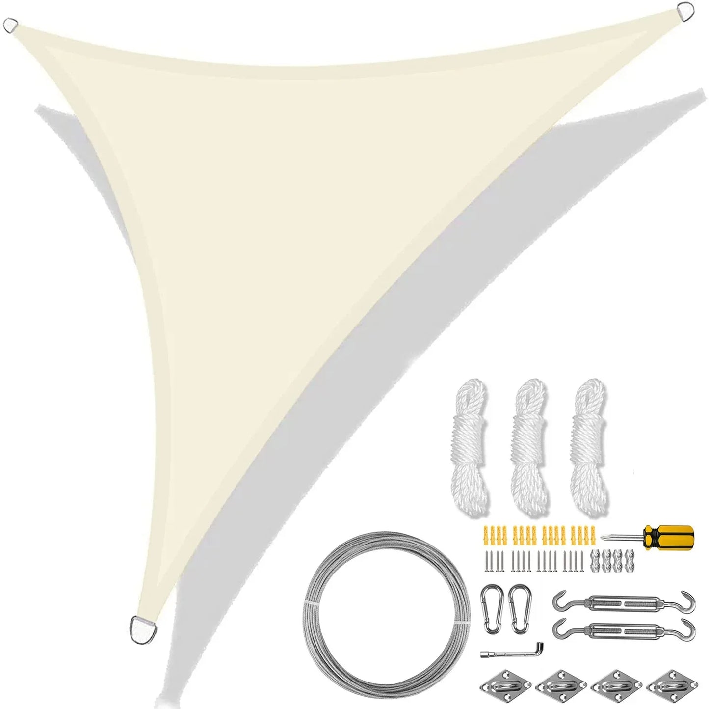 5/3.6/3/2M Triangle Shade Sail Waterproof Sunshade Sail Canopy 98%UV Block Awning with Free Rope for Garden Patio Pergola Gazebo