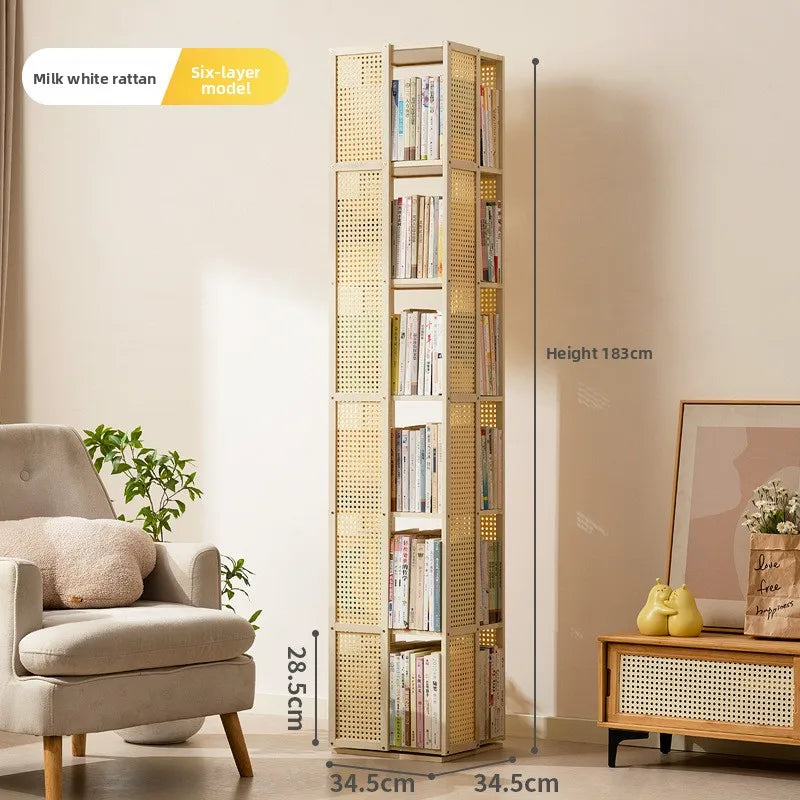 Rotating bookshelf 360 degree floor storage shelf Internet celebrity home simple student bookcase