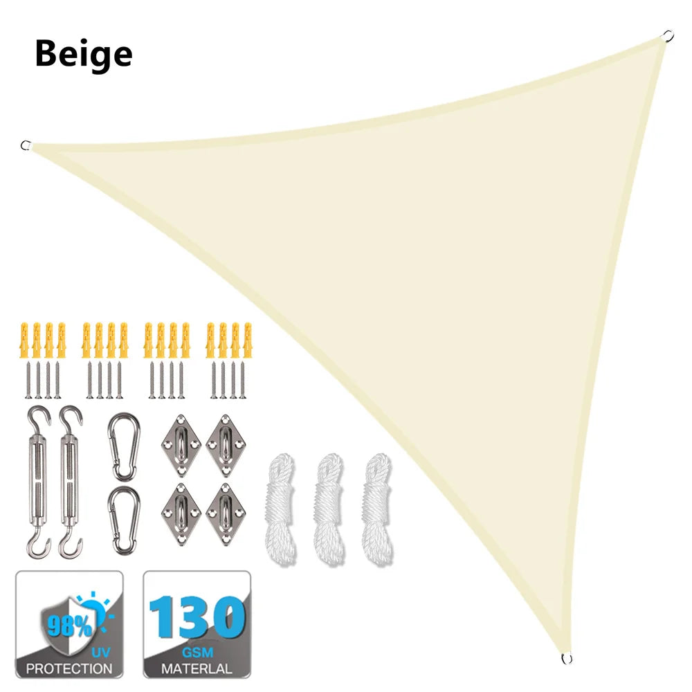 5x5x5/2x2x2M Waterproof Sun Shelter Triangle Sunshade Protection Outdoor Canopy Garden Patio Pool Shade Sail Awning Shade Cloth
