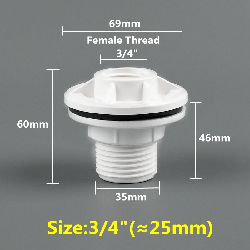 1~8PCS 1/2, 3/4, 1 Inch UPVC Double Female Thread Water Tank Joints Garden Irrigation Accessories Fish Tank Connector