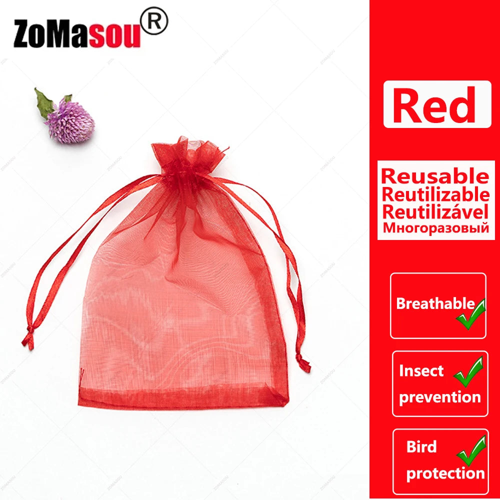 20-100PCS Vegetable Grapes Fruit Grow Bags Fruit Protection Bags Garden Anti-Bird Netting Mesh Bag Strawberry Bags Garden Tools