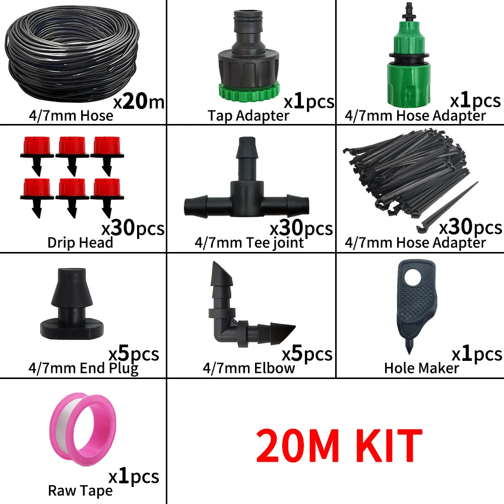 5-20M Drip Irrigation System Plant Watering Set Watering Kits Adjustable Drippers For Irrigation Micro Garden Watering System