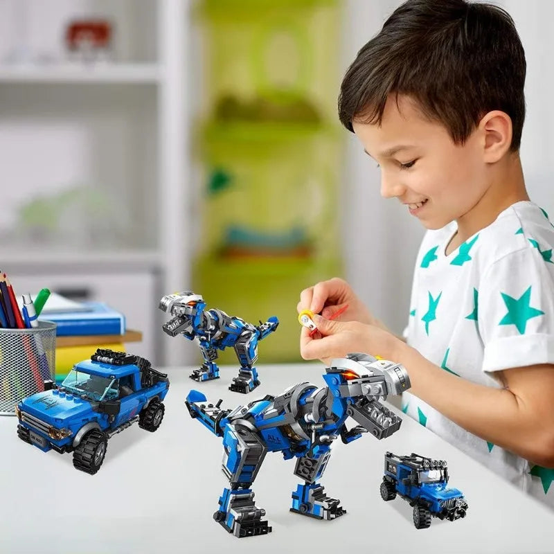 QMAN 3-in-1 Mechanical T-Rex & Off-Road Vehicle Building Kit | AlluCanFind