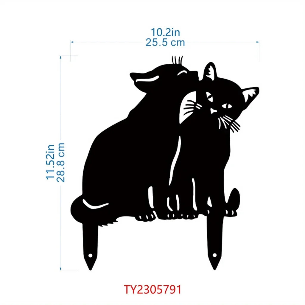 HelloYoung Add a Touch of Whimsy to Your Garden with this Adorable Metal Cat Fence Decoration for Garden Party Decor