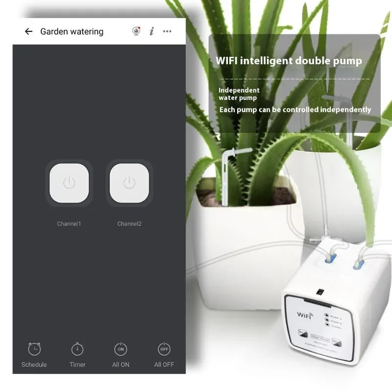 ZEXEF WIFI Intelligent Watering Device Double Pump Timed Automatic Drip Irrigation System Remote APP for Garden Terrace
