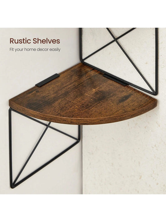 VASAGLE Wall Mounted 5-Tier Floating Corner Shelf. For Bedroom, Living Room, Bathroom, Kitchen, Office. Easy Assembly