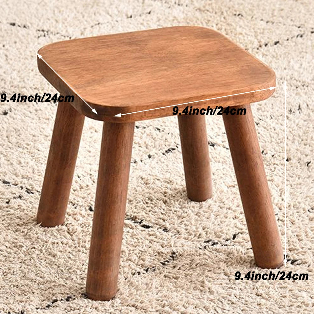 Walnut & Natural Wood Bench Lightweight 3.1 lbs Stool for Home Bathroom Non-Slip Durable Easy Storage