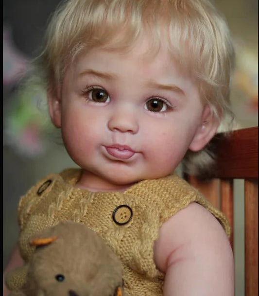 NPK New Arrival Unfinished Unpainted DIY Reborn Doll Kit Emmeline Huge 28inch Toddler Doll Parts with cloth body and random eye