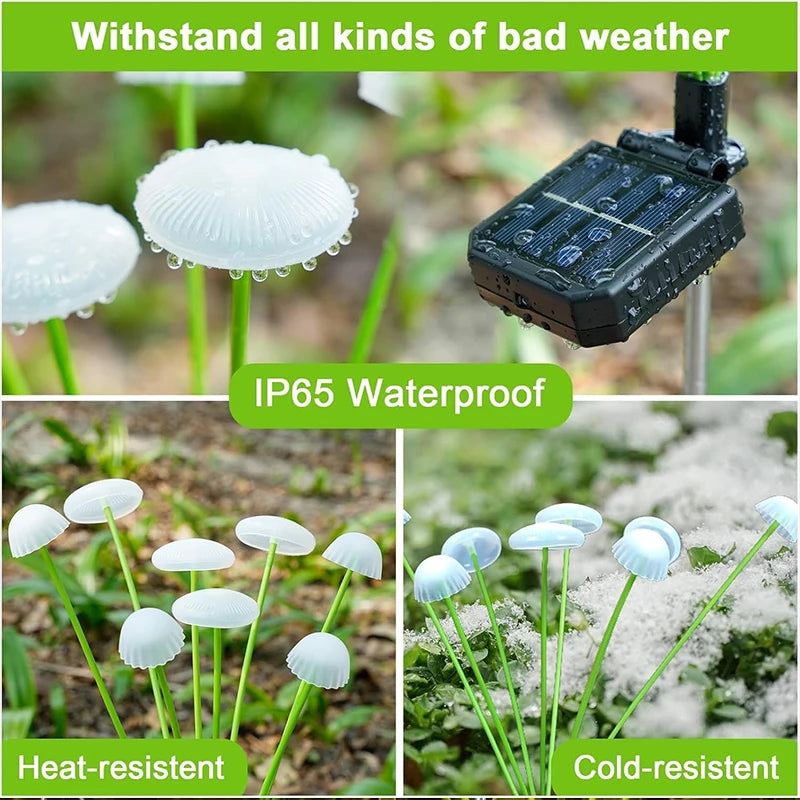 Solar Garden Light, Mushroom Lights Outdoor, IP65 Waterproof Firefly Swaying Lamp, Jellyfish Outdoor Decor for Garden