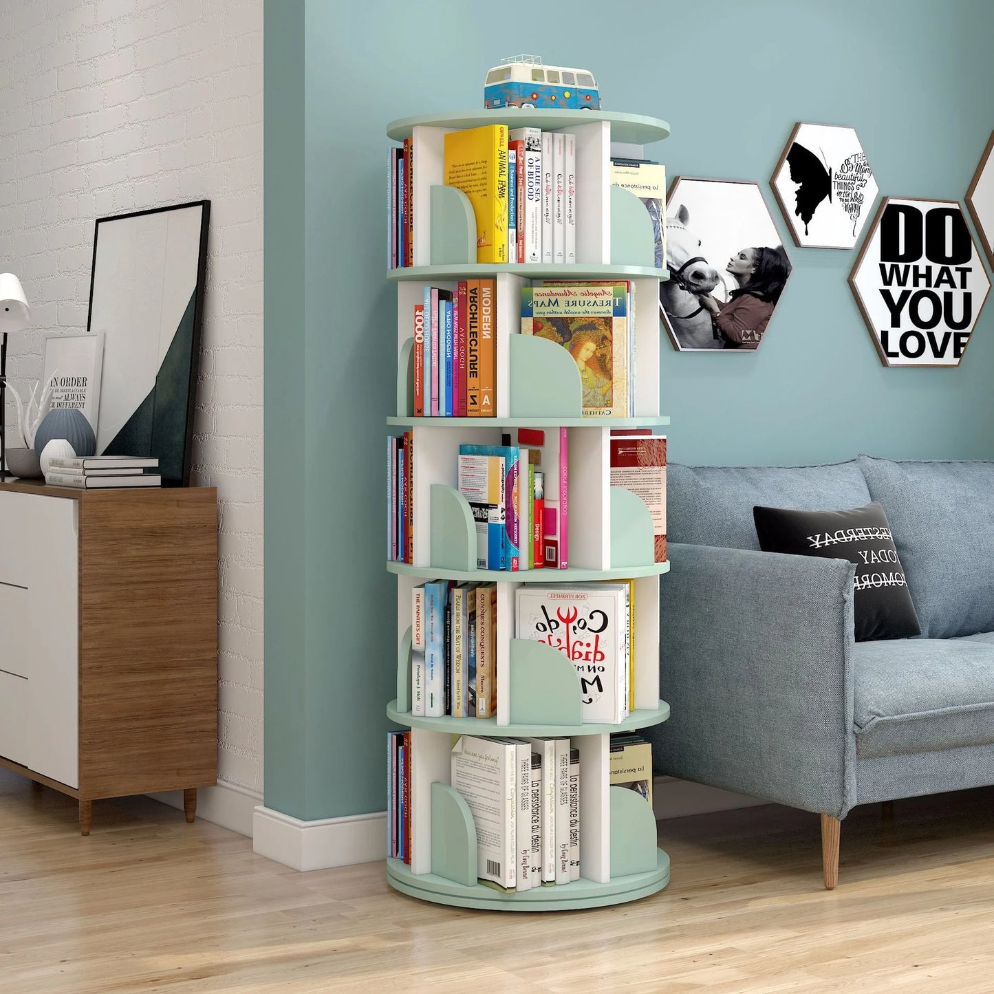 Rotating bookshelf children's picture book stand simple household space saving simple landing student creative storage bookcase