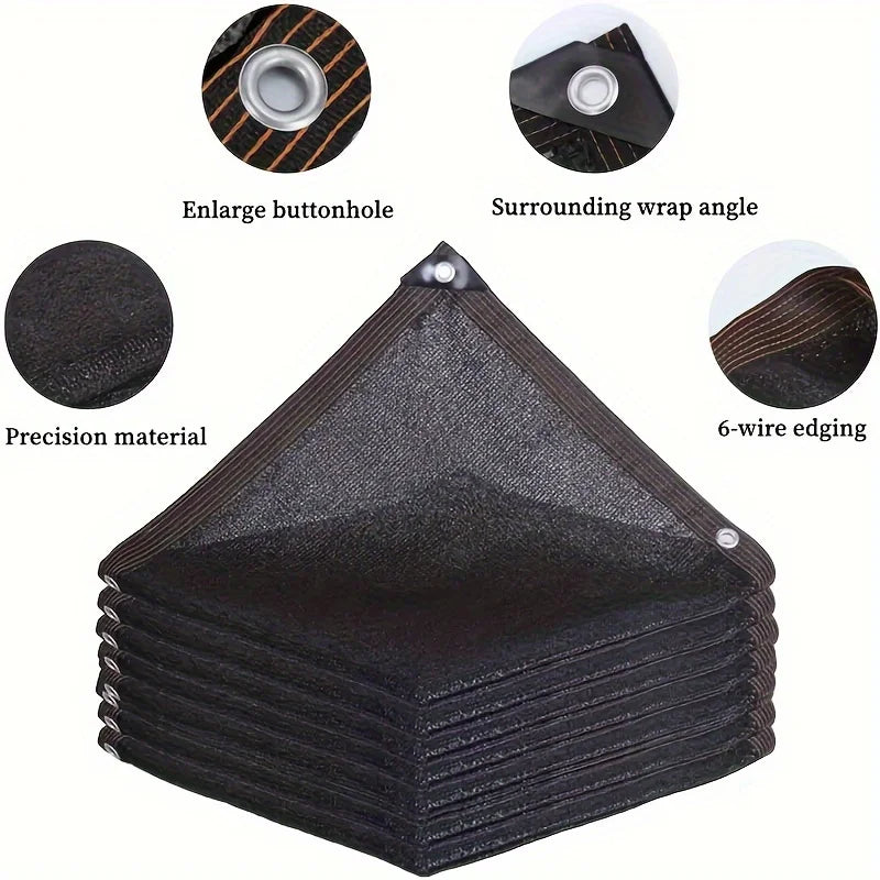 Extra-Large Black Sunshade Net with Grommets - HDPE Mesh Fabric for Greenhouses, Patios, Plants, Gazebos & Porches