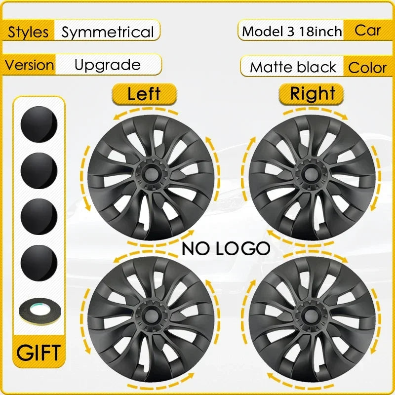 4PCS Hub Cap Car for Tesla Model 3 18 Inch Wheel Cap Replacement Automobile Wheel Hubcap Full Rim Cover Accessories 2018-2023