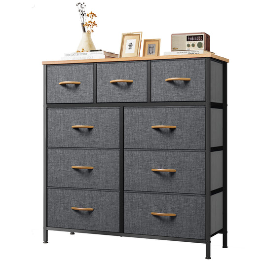 YITAHOME 9 Drawer Wide Fabric Dresser with Easy Pull Handles Sturdy Steel Frame for Bedroom Kids Room Closet Storage