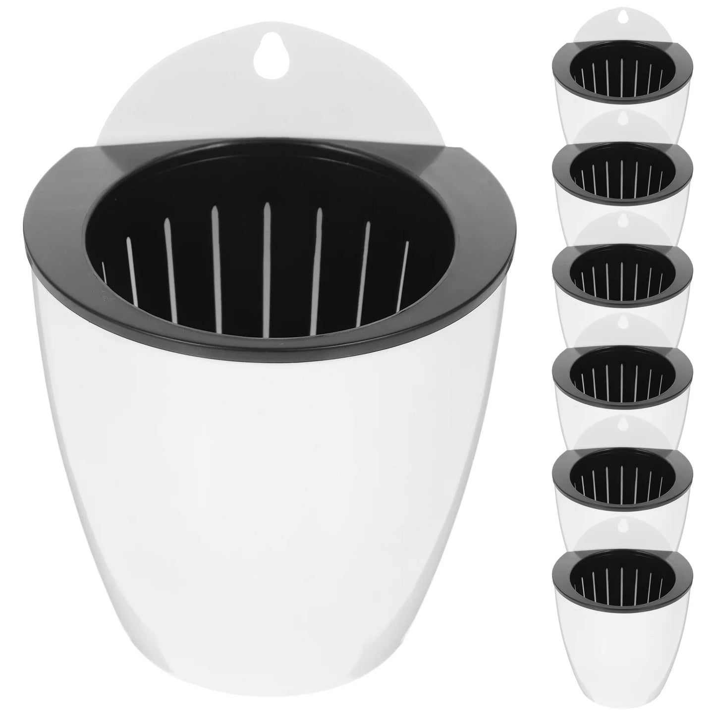 7 Pcs Flowerpot Pots Wall-mounted Self Watering Plastic Planters for Plants