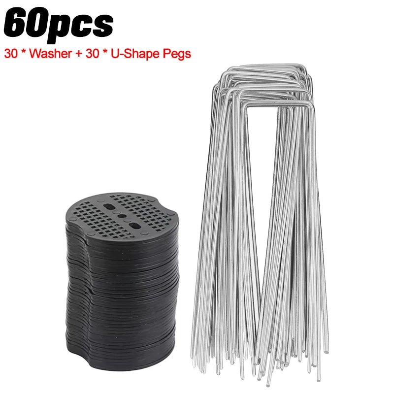 100/10pcs Metal Garden Stakes U-Shape Landscape Staple Ground Nail Fence Film Tents Securing Pegs Sod Pins Gardening Tools