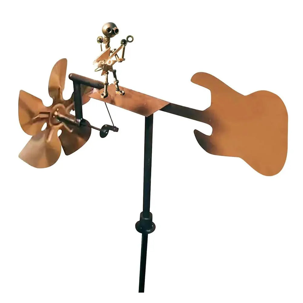 NEW Handmade Metal Drummer Windmill Garden Statue Metal Guitar Wind Spinner Decorative Power Rock Art for Lawn Porch Yard Decor