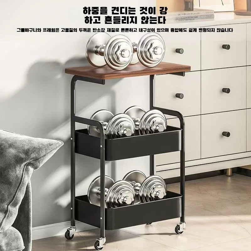 Double Coffee Table Storage with Small Table Movable Living Room Space Saving Modern Style Sturdy Structure Storage Shelf