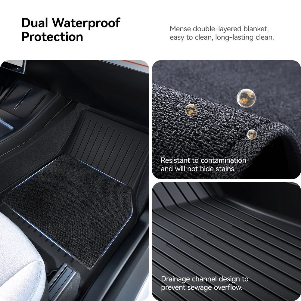 YZ TPE Car Floor Mats for Tesla Model Y Juniper 2025 Luggage Mat Set Four Seasons Waterproof Anti-slip Trunk Mat