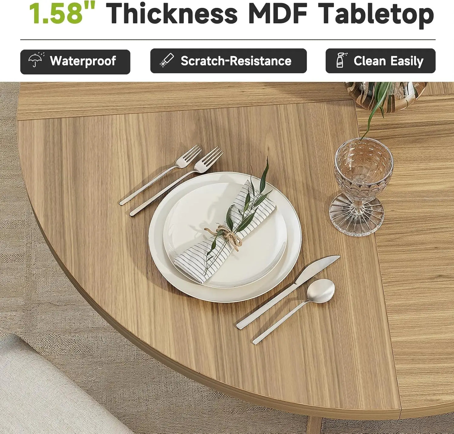 47.2 inch Round Dining Table for 4-6 People, Wood Kitchen Table for Dining Room Living Room, Small Circle Farmhouse Dinner Table