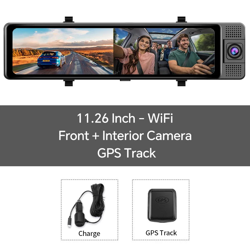 OBDPEAK 3 Camera Dash Cam 4K Car DVR Front Inside Rear 1080P GPS Track