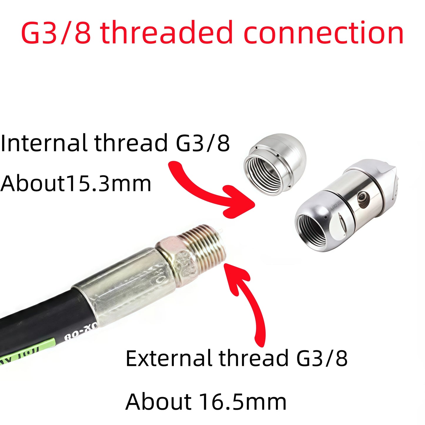 G3/8 Internal Thread Sewer Cleaning Nozzle Pipeline Dredging Tool High Pressure Cleaning Machine Nozzle Stainless steel Material