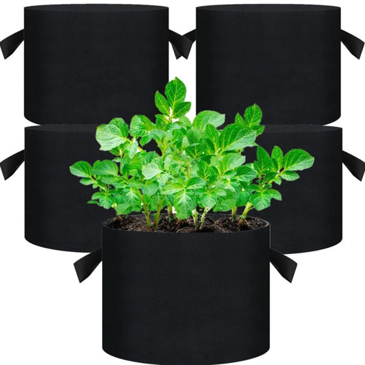 5-Pack 5Gallon Plant Grow Bags Heavy Duty Thickened Nonwoven Fabric Pots with Handles for Vegetable Flower Potato Garden Bags