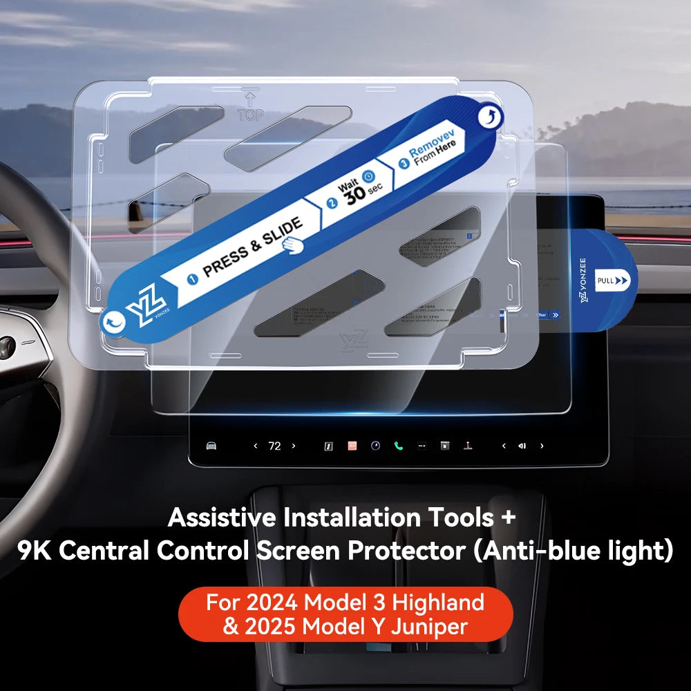 YZ Tempered Glass Film Protector For Tesla Model Y Juniper Model 3 Highland 2024 2025 Rear Row Center Control Screen Protective