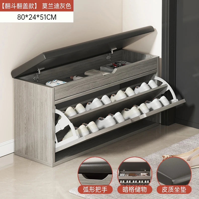 Shoe Change Stool at the Entrance to the Door, Household Seated Shoe Cabinet Seat, Integrated Shoe Rack, Soft
