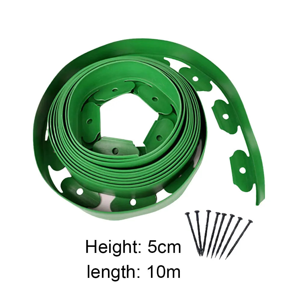 5/10M Fixed Garden Barrier Lawn Grass Plastic Edging Border With 30 Anchoring Spikes Easy Install Garden Edge Kit