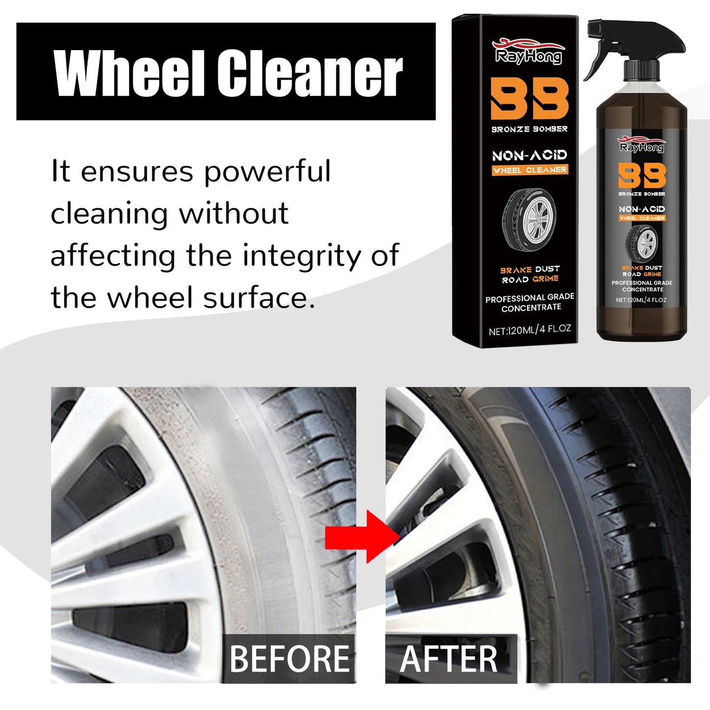 120ml Car Iron Remover Wheel Cleaner Wheel Hub Rust Removal Metal Disc
