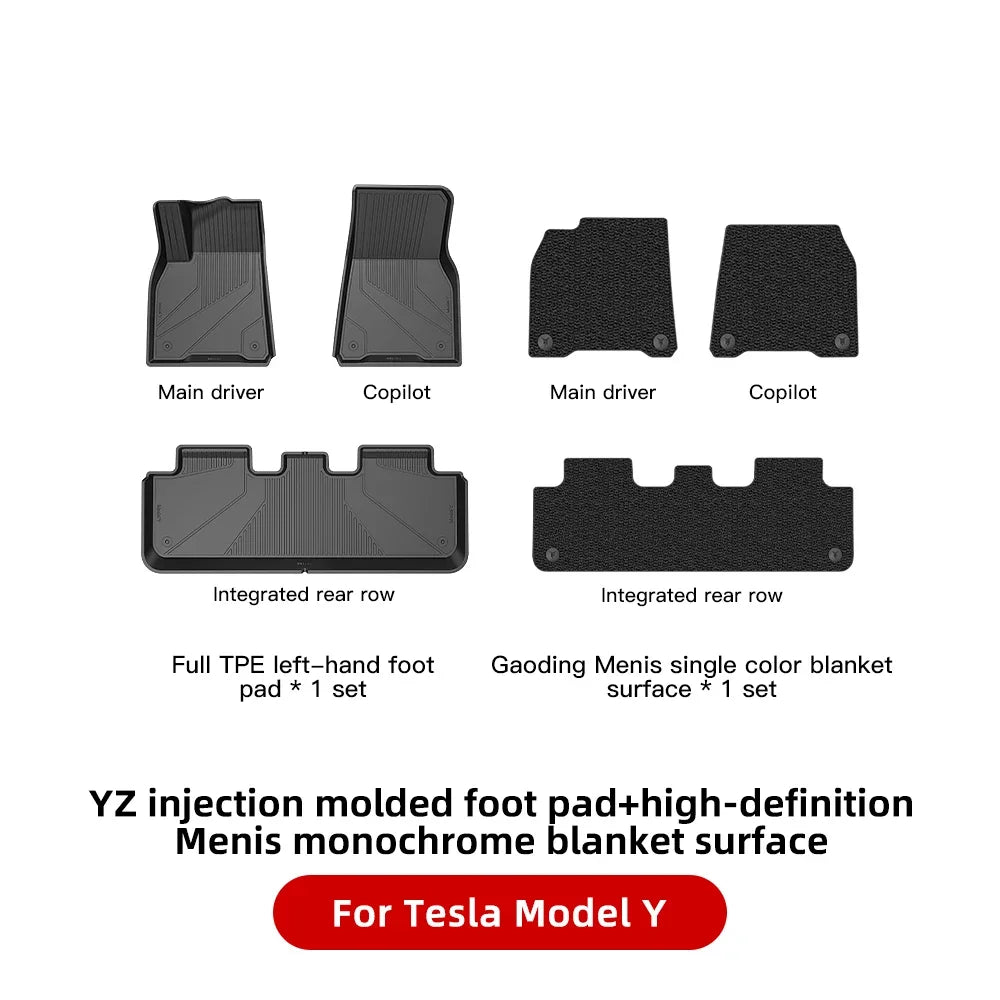 YZ For Tesla Floor Mats Model 3 Y 2021-2024 Car Four Seasons Waterproof Non-slip Floor Mat NEW TPE Special Car Accessories