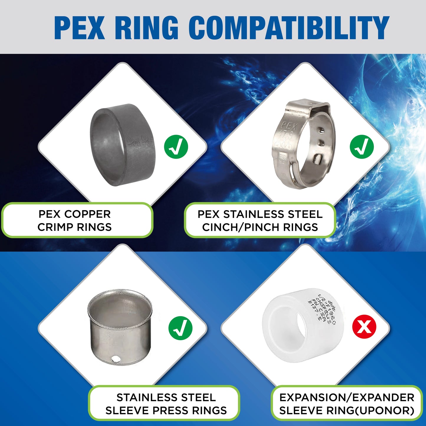 KING SMART Crimp/F1807 PEX 1/2" * 1/2" Female Sweat Adapter; Lead Free Brass; 15Pcs/Case; 80212
