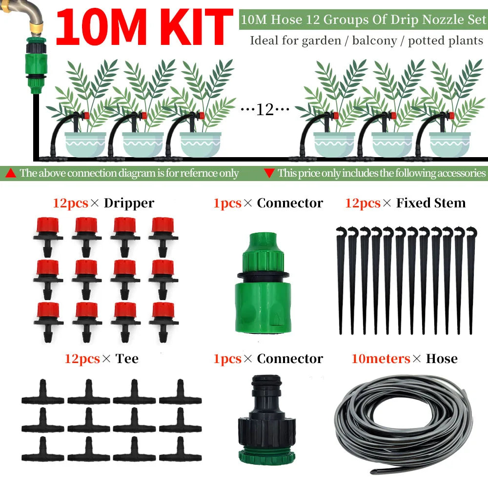 Greenhouse 5M-50M DIY Drip Irrigation System Automatic Watering Garden Hose Micro Drip Watering Kits with Adjustable Drippers