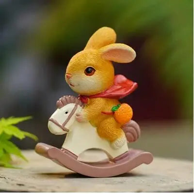 Double Rabbit Hanging Basket Flowerpot Wreath Mother And Child Rabbit Resin Crafts Outdoor Garden Yard Balcony Figurines Decor