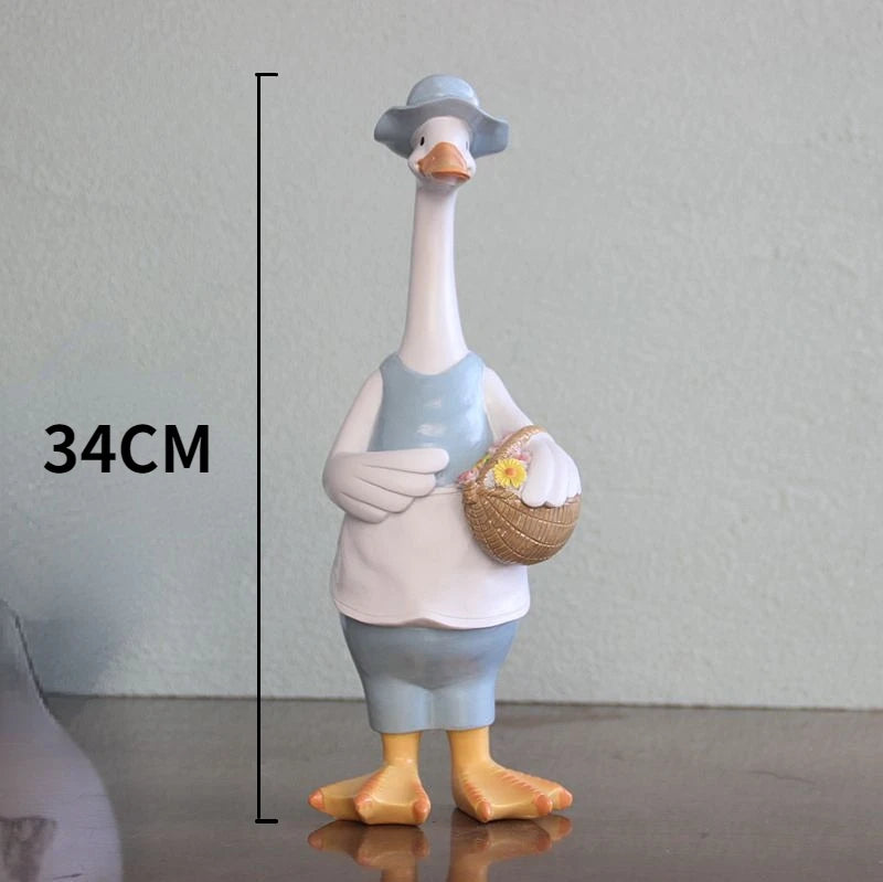 DIY Handmade Idyllic Simulation Resin Duck Animal Home Garden Courtyard Decoration Balcony Patio Decoration Garden Decor Statues