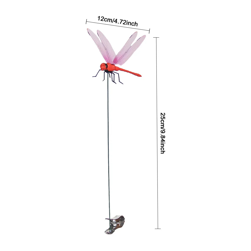 4/8/32Pcs Simulation 3D Dragonfly Clip Lifelike Outdoor Decor Realistic Bug Deterrents Fake Dragonfly Garden Decorative Clip