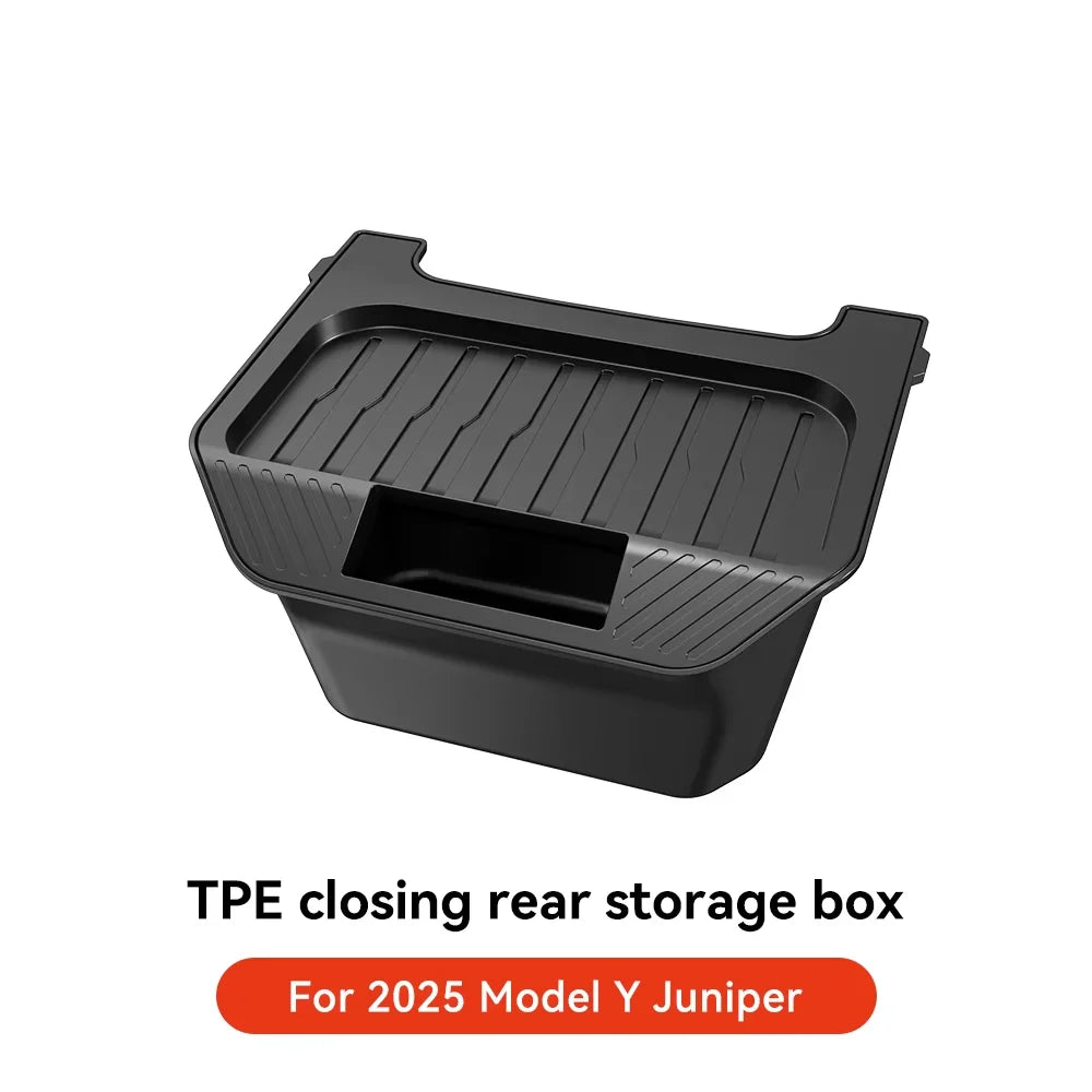 YZ Rear Seat TPE Storage Box For Tesla Model Y Juniper 2021-2025 Under Air Vent Storage Case Trash Can Organizer Car Accessories