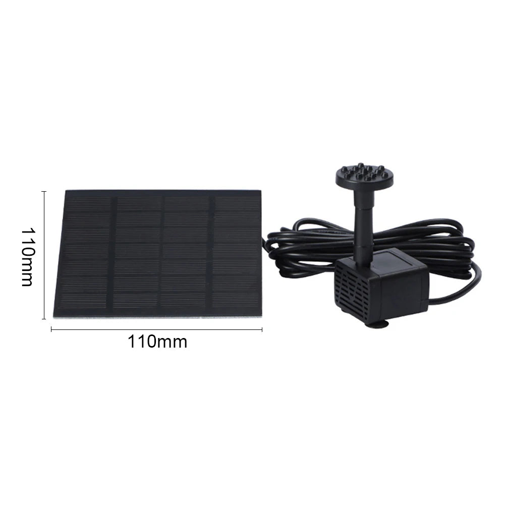 1.5W Solar Fountain Pump with 6 Nozzles Mini Fountain Pool Pond Waterfall for Outdoor Bird Bath Pond Garden Decor Floating Lotus