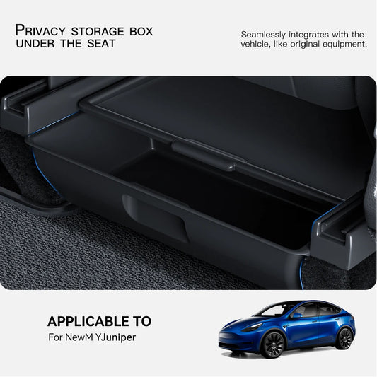 YZ For Tesla Model Y Juniper 2025 Underseat Storage Box Seats Drawer TPE Hidden Storage Tray Push Pull Car Organizer Accessories