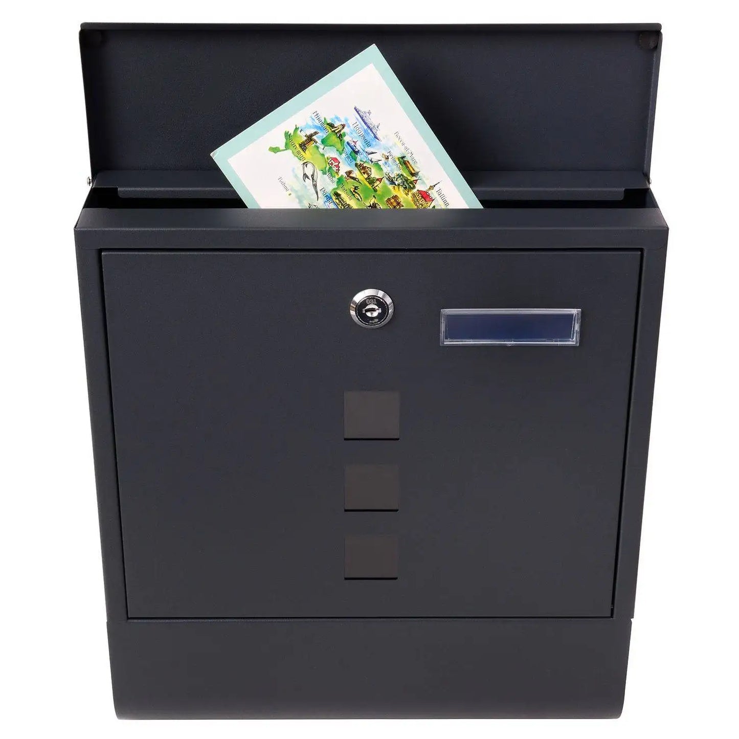 Mail box for newspapers Post Office anthracite newspaper AMSTERDAM address window and viewfinder galvanized steel key